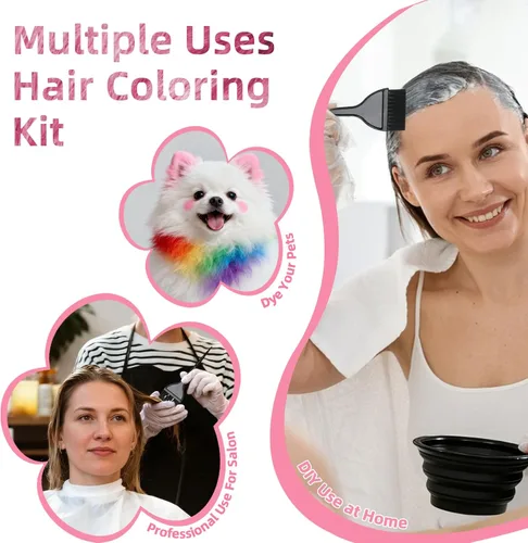 Vista 6 de ROOHUA Kit de tinte para el cabello de 8 piezas con cepillo, herramientas Negro