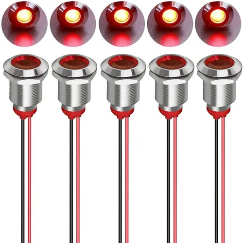 Vista 12 de Gebildet 5 piezas de luz piloto indicadora LED de plástico AC/DC 12-24V, tamaño del orificio de montaje 12 mm (rojo/naranja/azul/verde/blanco)