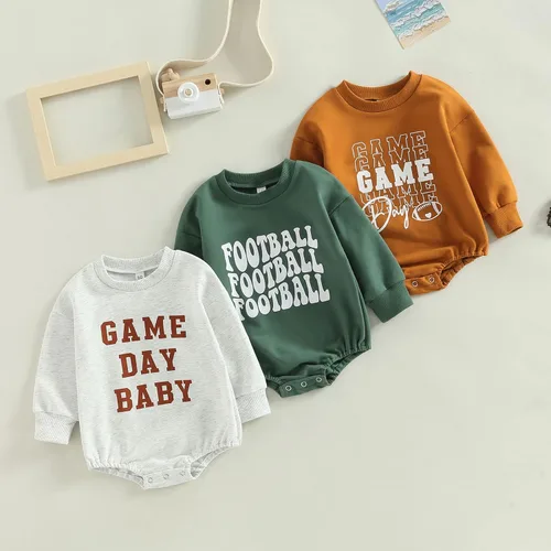 Vista 7 de MERSARIPHY Sudadera de fútbol para bebé, traje de manga larga con letras divertidas, ropa de otoño e invierno