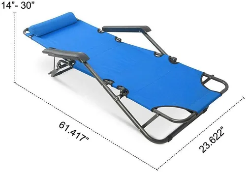 Vista 3 de Sillón reclinable al aire libre de gravedad cero, sillón de jardín plegable ajustable para playa, jardín, piscina familiar