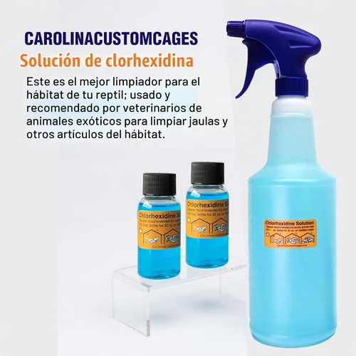 Vista 2 de CAROLINA CUSTOM CAGES Solución de clorhexidina al 2%; pulverizador de 32 onzas, más 2 repuestos