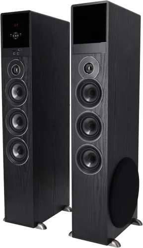 Vista 7 de Rockville TM150B - Sistema de altavoces de torre de cine en casa, negro, 1000 W, subwoofers de 10 pulgadas, Bluetooth, reproducción USB/SD, radio