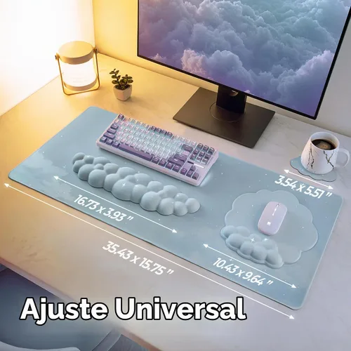 Vista 5 de Juego de Reposamuñecas para Teclado y Mouse de Calidad Premium en Forma de Nube – Accesorios de Escritorio Ergonómicos de Espuma Viscoelástica