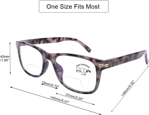 Vista 6 de DOOViC Gafas de lectura bifocales, paquete de 2 lentes de lectura con bloqueo de luz azul, negra/tortuga, bisagra de resorte de calidad para hombres