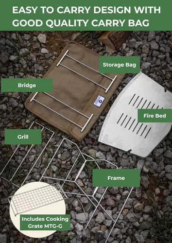 Vista 8 de Campingmoon - Parrilla de fogata para fogata de campamento con rejillas 2 rejillas de cocción