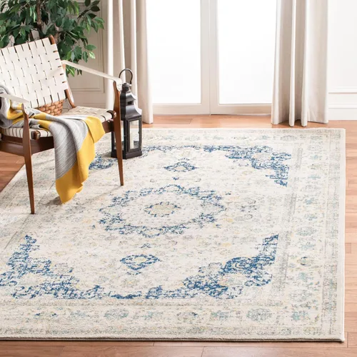 Vista 26 de SAFAVIEH Evoke Collection EVK220B Medallón oriental shabby chic de 2'2" x 4', color gris/dorado, no desprende pelusa, alfombra de acento para sala