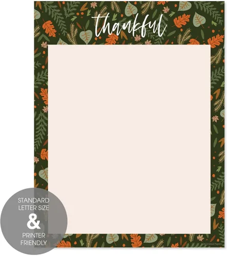 Vista 2 de Membrete festivo de Acción de Gracias, 50 hojas, papel festivo de otoño de 8.5 x 11 pulgadas, papel decorativo de hojas de otoño con membrete