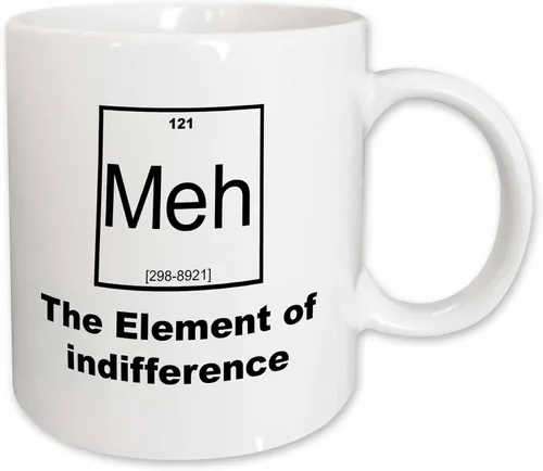 Vista 11 de 3dRose Meh-The Element of Indifference - Taza de dos tonos, 11 onzas, color negro