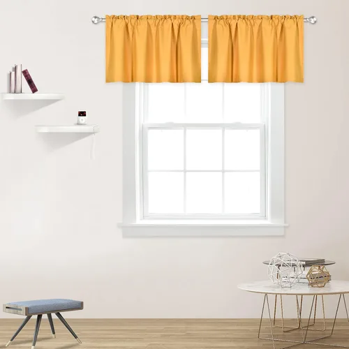 Vista 43 de DECOVSUN Cenefas Aqua para ventanas de cocina, con bolsillo para barra, opacas, con aislamiento térmico, 1 panel de 42 x 18 pulgadas