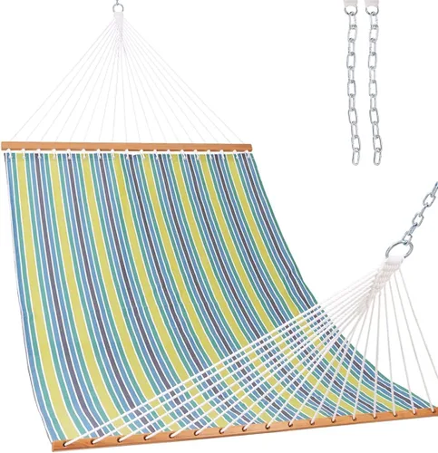 Vista 13 de Lazy Daze Hamacas Hamaca de secado rápido con barra separadora de tela Textliene, hamaca doble para 2 personas con cadenas para exteriores, patio