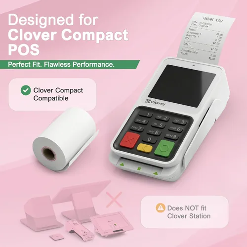 Vista 4 de Papel de recibo térmico para encimera compacto compatible con Clover de 2 1/4 pulgadas x 55 pies (10 rollos)