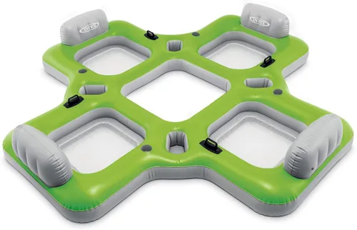Vista 2 de Intex Lounge Island - Balsa inflable de 4 asientos, de PVC, color verde, 110 x 110 x 19 pulgadas