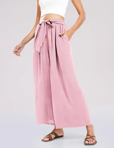 Vista 2 de Kocowoo Pantalones de vestir de pierna ancha para mujer, pantalones palazzo de cintura alta, pantalones casuales de negocios, pantalones de trabajo