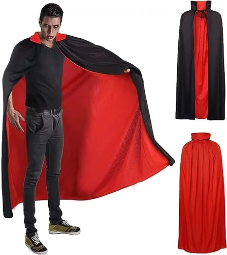 Vista 3 de HISTOYE Vampire Cape for Women Men,Halloween Vampire Costume for Adult with Scar Tattoo for Halloween Costume Party Cosplay