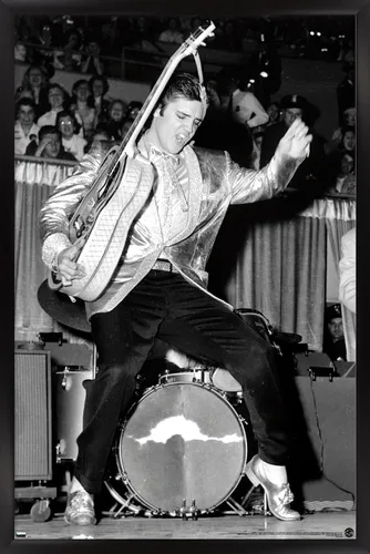 Vista 8 de Trends International Elvis Presley - Póster de pared de caderas, 22.4 pulgadas de largo x 14.7 pulgadas, versión enmarcada en madera de granero