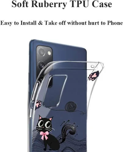 Vista 4 de Unov Funda para Galaxy S20 FE, transparente con diseño, ajuste delgado, buen agarre, funda de teléfono en relieve, cubierta protectora a prueba