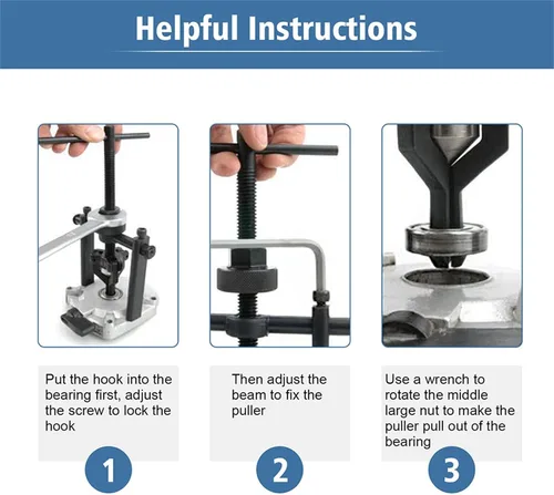 Vista 5 de Estink Extractor manual, extractor de rodamientos interiores de 3 mandíbulas, herramienta extractor de rodamientos de engranajes de manga resistente