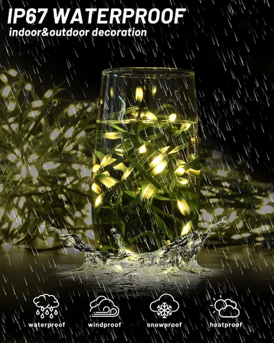 Vista 2 de Guirnalda de luces de Navidad para exteriores, 1000 LED de 344 pies con control remoto, fácil de moldear, impermeable, enchufable, luces de hadas