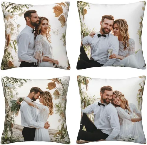 Vista 7 de Juego de 4 fundas de almohada personalizadas con texto en imagen, decoración del hogar, funda de cojín decorativa para sofá o sofá, regalos