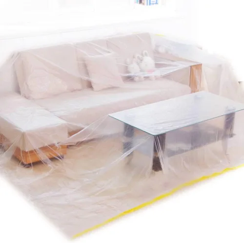 Vista 2 de Ruibo Funda protectora de sofá grande para muebles, tela de plástico impermeable, lona de plástico transparente para pintura, mudanza