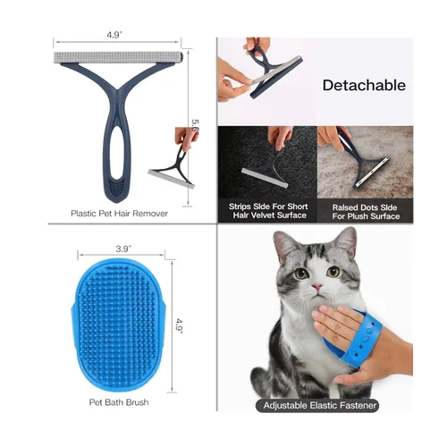 Vista 5 de Herramienta de deshedding para mascotas 7 en 1, juego de cepillos de aseo para perros, combo de cepillos para perros Cepillo de eliminación