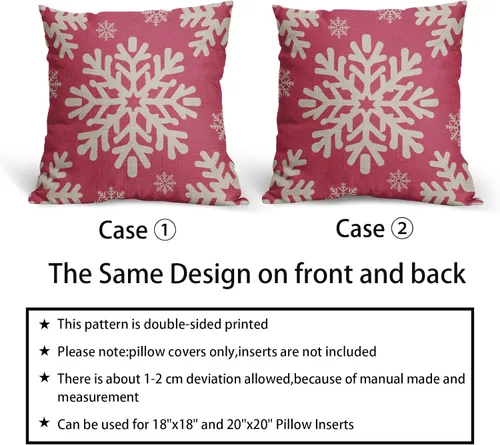 Vista 15 de Fundas de almohada decorativas de Navidad negras 40x40 cm con copos de nieve blancos de Navidad, juego de 2, temática rústica de invierno