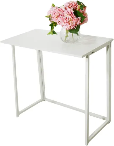 Vista 9 de Escritorio plegable para computadora, pequeño escritorio plegable ergonómico de 31.5 pulgadas para espacios pequeños, ahorro de espacio en casa