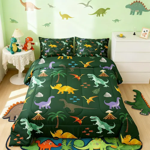 Vista 18 de Feelyou Juego de edredón de animales de la selva para todas las estaciones, juego de ropa de cama con 1 funda de almohada de microfibra de elefante
