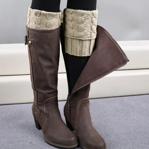 Vista 3 de Loritta 2-4 Pairs Womens Boot Socks Winter Warm Crochet Knitted Boot Cuffs Topper Socks Short Leg Warmers Gifts