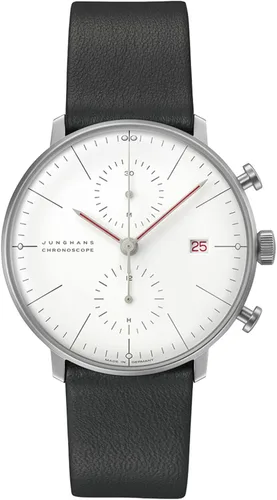 Vista 5 de JUNGHANS Max Bill Chronoscope Bauhaus Watch negro / negro