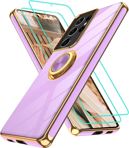 Vista 361 de Funda para Motorola Moto G 5G 2024: Funda Moto G Play 5G 2024 con 2 piezas de protectores de pantalla, soporte de anillo de rotación de 360°