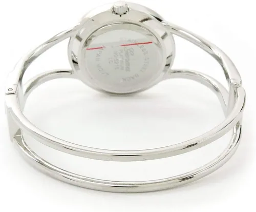 Vista 8 de STC Reloj de pulsera de metal de doble banda de metal de cara redonda de plata para mujer