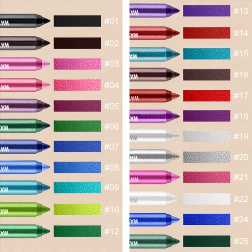 Vista 3 de Juego de 3 lápices delineadores de ojos coloridos, lápiz de sombra de ojos, kit de delineador de ojos perlado metálico con purpurina para mujeres