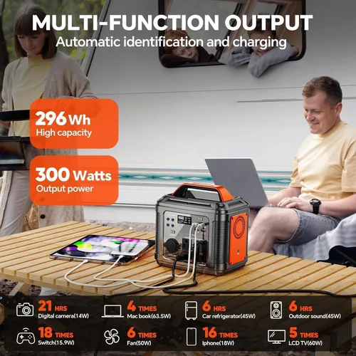 Vista 7 de 300W Portable Power Station with 60W Solar Panel, 296Wh Solar Generator