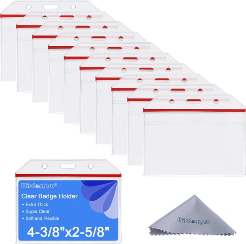 Vista 11 de Wisdompro 10 Fundas transparentes resistentes para identificación o tarjetas de trabajo, vinilo con cierre ziplock para tarjetas múltiples