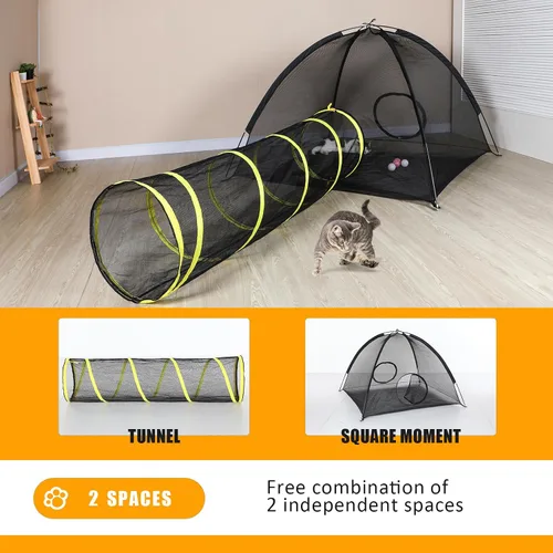 Vista 4 de wilwolfer - Túneles para gatos Tiendas de campaña para gatos para exteriores- Carpas de malla para gatos al aire libre- Recinto exterior para gatos