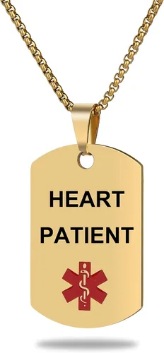 Vista 43 de Collar de alerta médica, etiqueta grabada con láser, grabado personalizado, etiqueta de identificación de acero inoxidable, colgante para hombres
