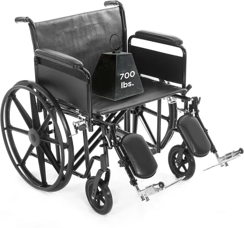 Vista 14 de Silla de ruedas bariátrica de servicio pesado para adultos - Negro - Brazos de escritorio removibles y reposapiernas elevados - Altura estándar