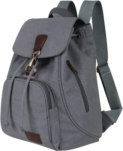 Vista 6 de Mochilas de lona a la moda, bolso casual para compras al aire libre, mochila deportiva, senderismo, viajes, bolsa multiusos, Café, Mochilas