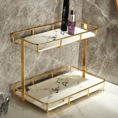 Vista 11 de Dobbyby Bandeja de Tocador Organizador de Maquillaje Almacenamiento de Cosméticos Organizador de Cuidado de la Piel para Baño Estante de Exhibición