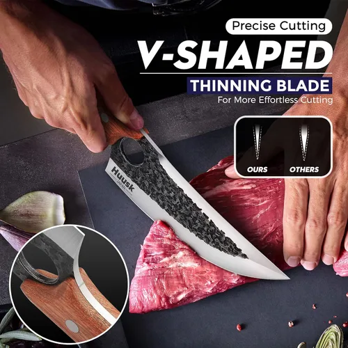 Vista 2 de Huusk Cuchillo Japón Kitchen Bundle con cuchillo de corte de pechuga de carnicero de carne japonesa