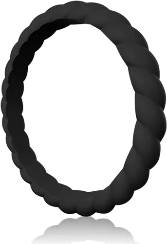 Vista 15 de Egnaro Women's Braided Silicone Wedding Ring, Stylish Stackable Rubber Band