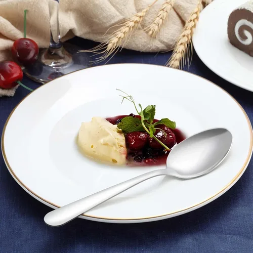 Vista 6 de Juego de 24 cucharas de cena – Cucharas de acero inoxidable de 6.7 pulgadas, cucharas de postre duraderas, cuchara de mesa para el hogar, cocina