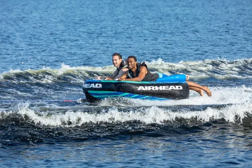 Vista 5 de Airhead G-Force Towable Tube for Boating, 1-4 Rider Inflatable Boat Tube for Water Tubing, Heavy Duty Full Nylon Cover, Stabilizer Fins with