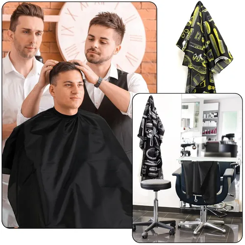 Vista 6 de FEBSNOW 3 piezas de capa profesional para barberos para adultos, capa de salón de peluquería para peinado y coloración del cabello, Varios