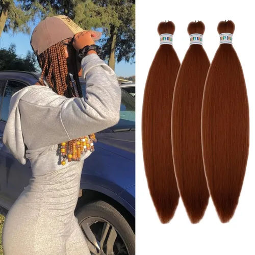 Vista 75 de Pelo corto negro trenzado preestirado de 14 pulgadas para trenzas sin nudos, pelo sintético 1B trenzado para trenzas Bob Box
