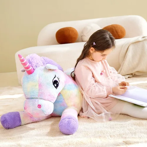 Vista 6 de IKASA Juguete de peluche de unicornio gigante, juguetes suaves grandes y bonitos, enorme tamaño grande, esponjoso, de gran tamaño, regalos