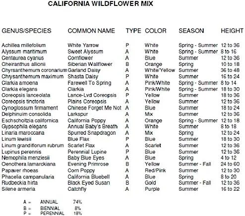 Vista 5 de Mezcla de semillas de flores silvestres de California a granel sin OMG (1 lb) 843,000 semillas