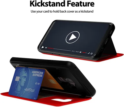 Vista 100 de GOOSPERY Parachoques magnético para puerta compatible con Galaxy S9 Plus, tarjetero tipo billetera con cierre automático por iman, funda protectora