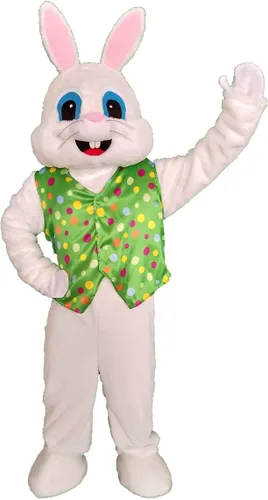 Vista 2 de Disfraz de mascota de conejo de Pascua verde para adultos